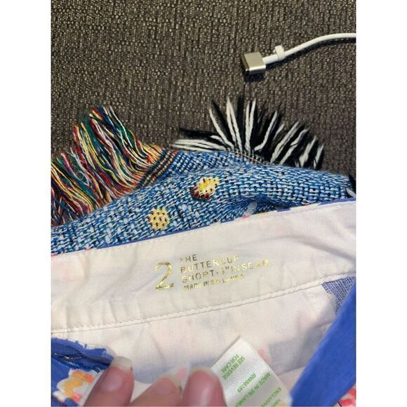 Lilly Pulitzer Buttercup Shorts Blue Hot pink coral reef 5” inseam 2 scallop - Picture 3 of 3